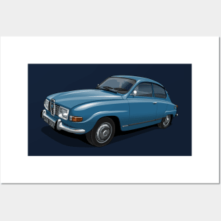 1971 Saab 96 saloon in hussar blue Posters and Art